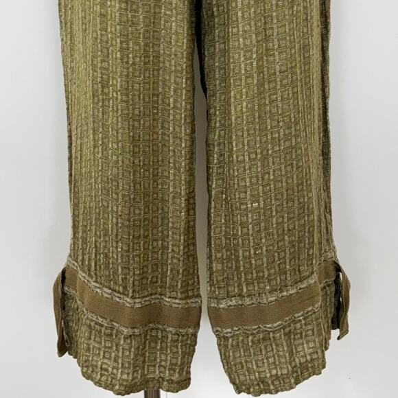 FLAX Linen Matching Set Wrap Top and Pants Olive Green M - Picture 10 of 13